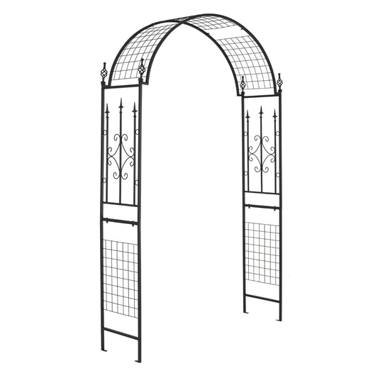 LIVSK Metalen Rozenboog - Klassieke Decoraties - H-vormige Basis met Grondpennen - Duurzaam en Weerbestendig - 143 x 40 x 234 cm