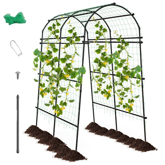 LIVSK Tuinboog-Rankrooster 181 x 110-160 x 230 cm - Roestbestendig PE-gecoat Metaal - Eenvoudige Montage - Zwart/Groen