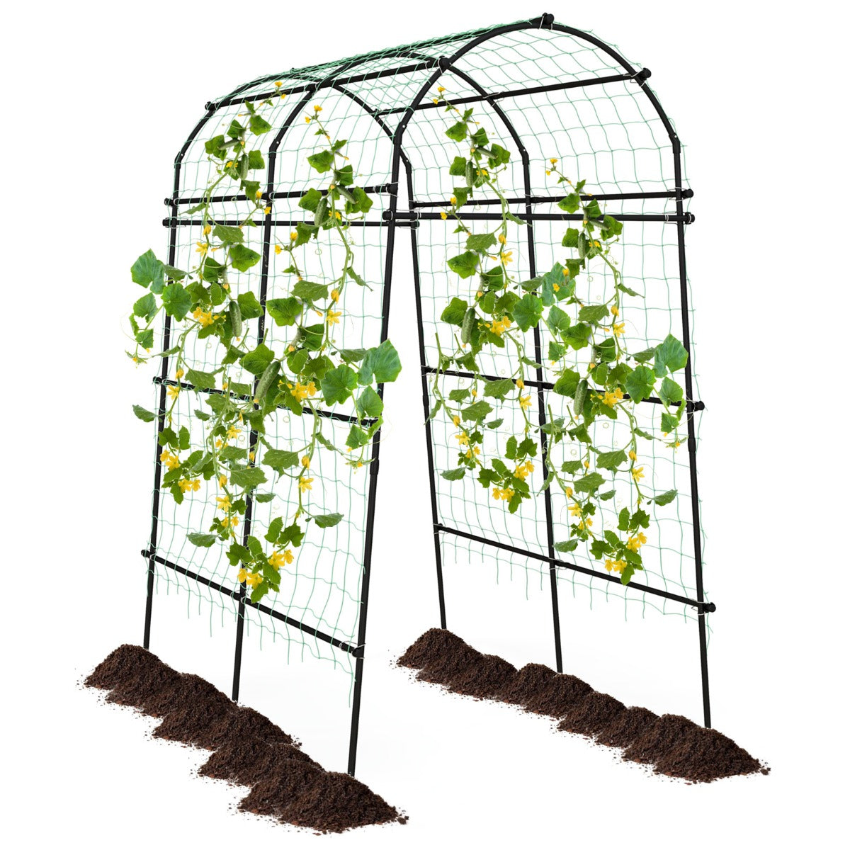 LIVSK Tuinboog-Rankrooster 181 x 110-160 x 230 cm - Roestbestendig PE-gecoat Metaal - Eenvoudige Montage - Zwart/Groen