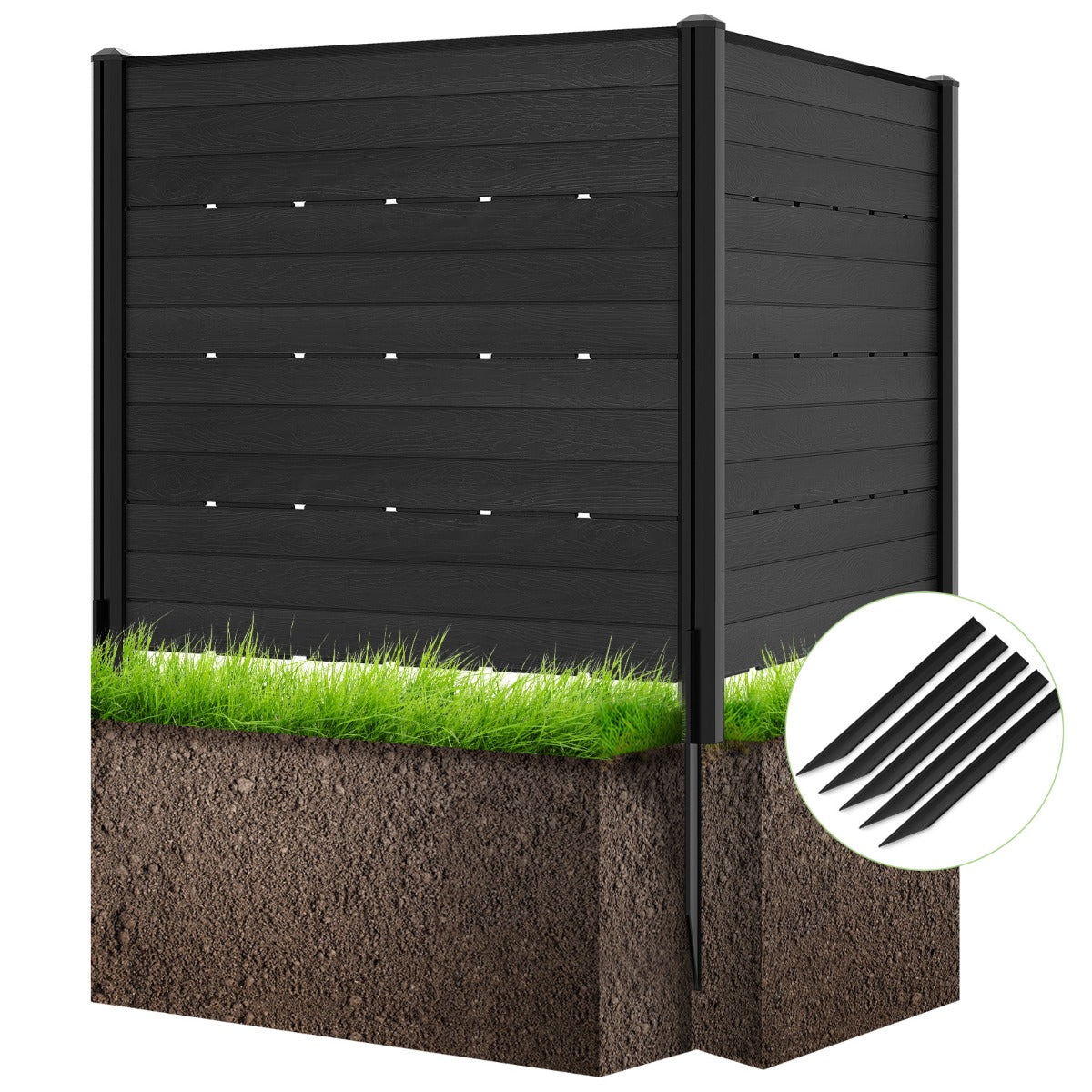 LIVSK Privacyafscherming Buitenhek 2-Delig - 120 x 115 cm - HDPE Materiaal - Weerbestendig - Eenvoudige Installatie - Zwart