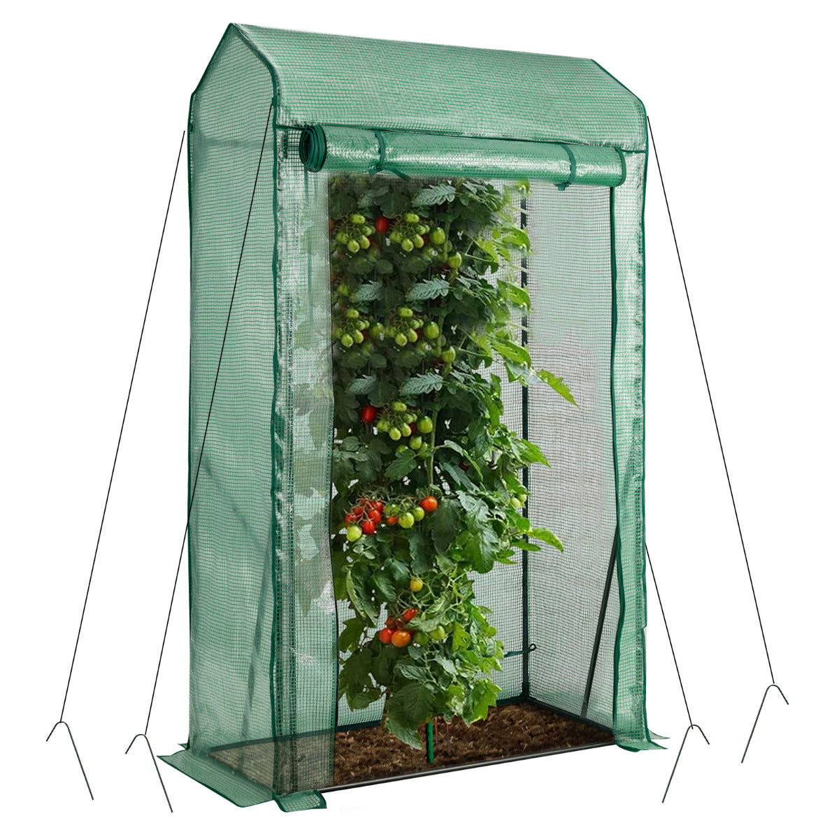 LIVSK Tuinkas 100 x 50 x 170 cm - Waterdichte PE-afdekking - Stabiel Elektroforetisch Staal - Inclusief Windtouwen - Groen