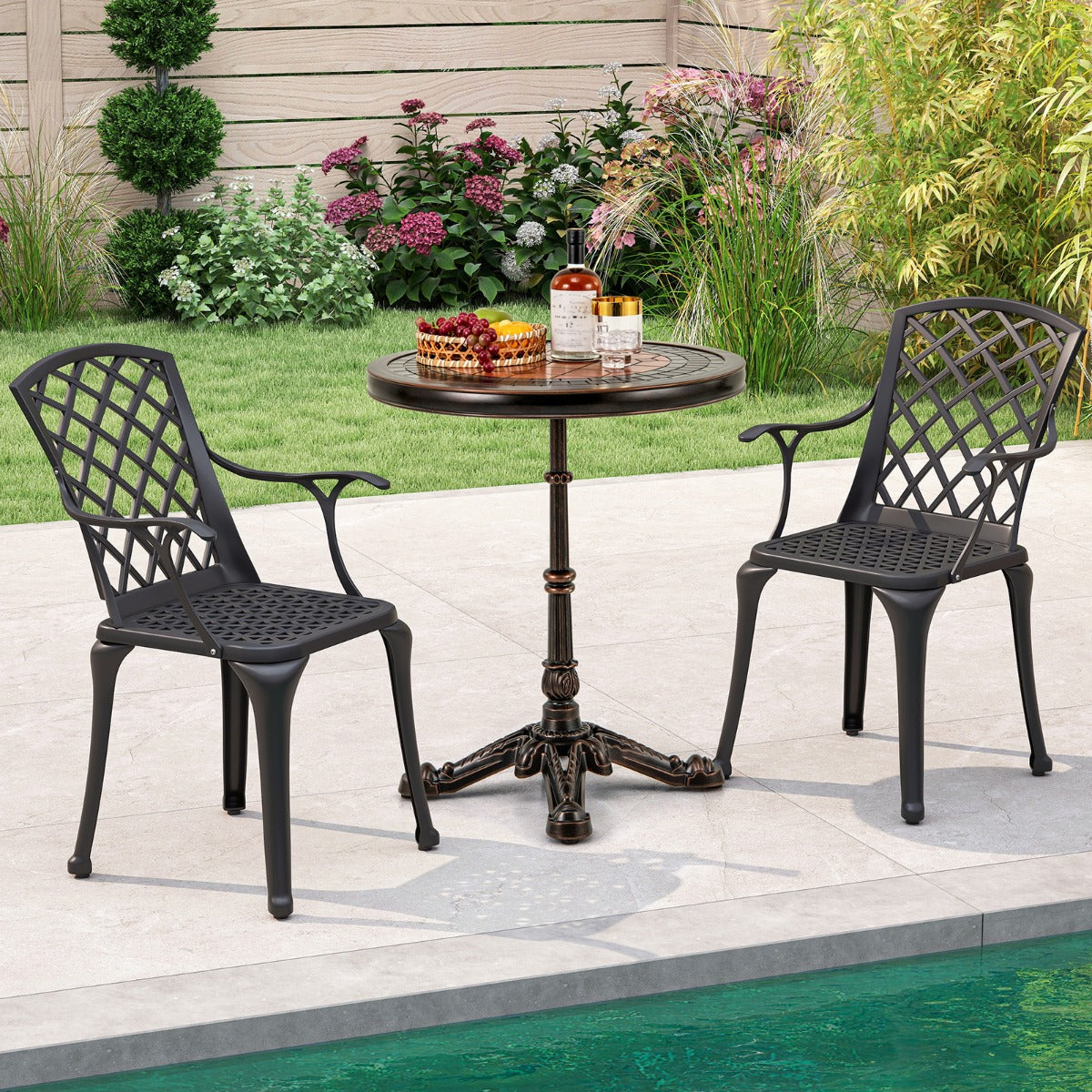 LIVSK Ronde Eettafel van Aluminiumgietwerk - Uniek Ontworpen Tafelblad - Verstelbare Voetkussentjes - Draagvermogen 50 kg - Brons