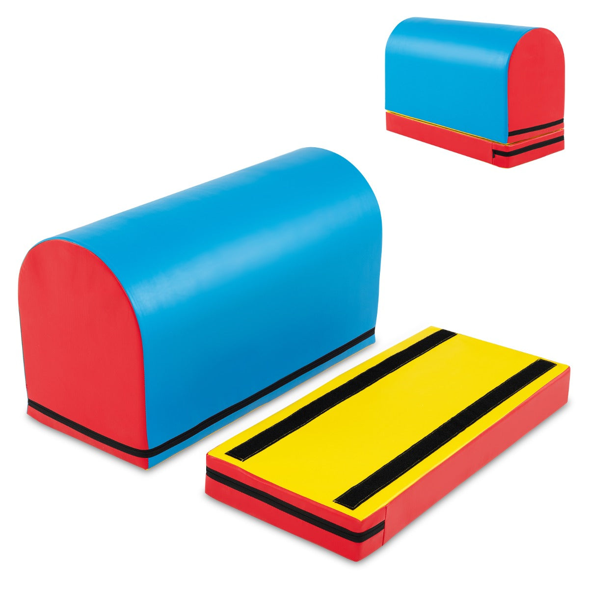 Livsk costway tumblingmat in de vorm van een brievenbus springkist met afneembare mat marineblauw 1 1