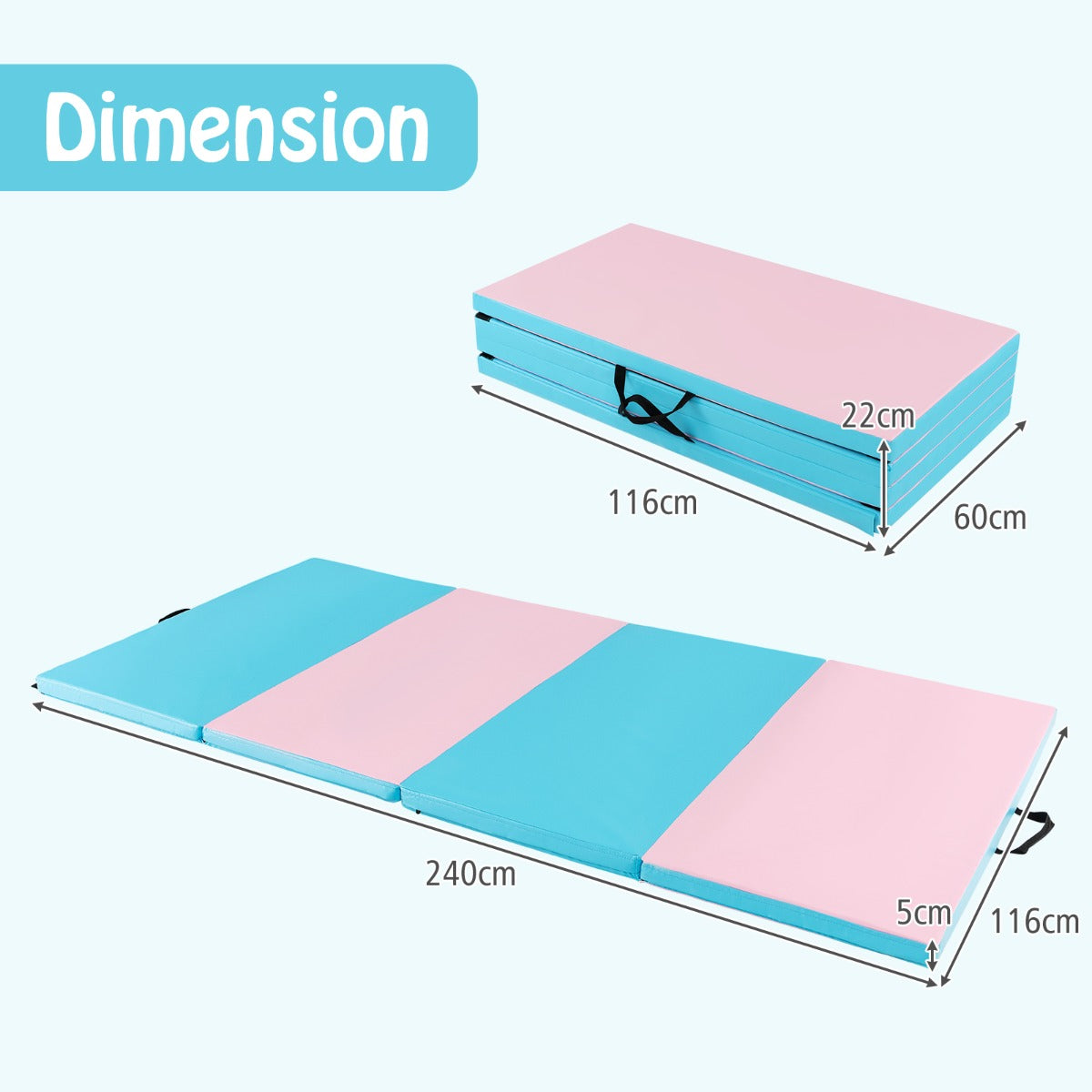Livsk costway turnstangen turnmat set rekstok zachte vloermat turnbrug blauw