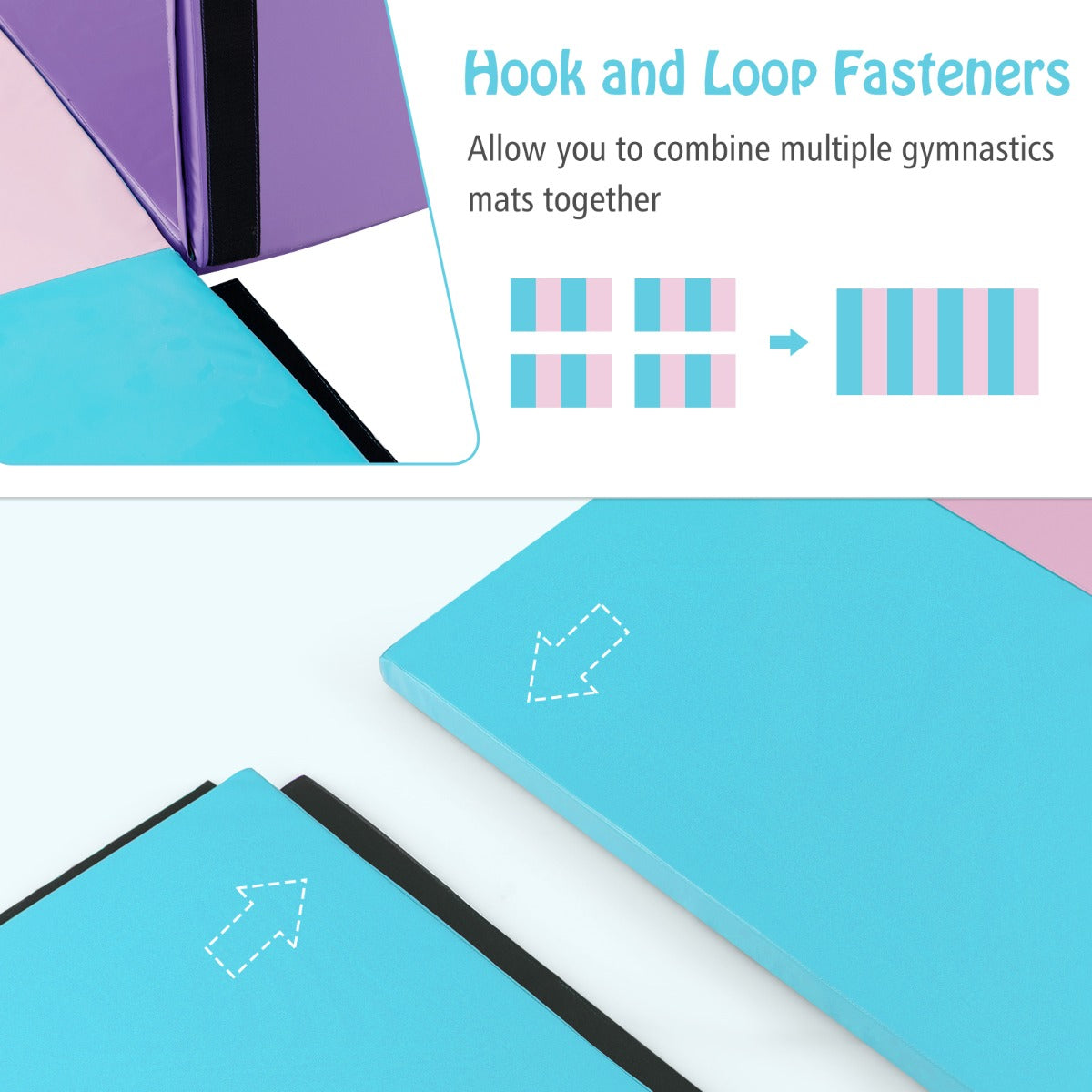 Livsk costway turnstangen turnmat set rekstok zachte vloermat turnbrug blauw