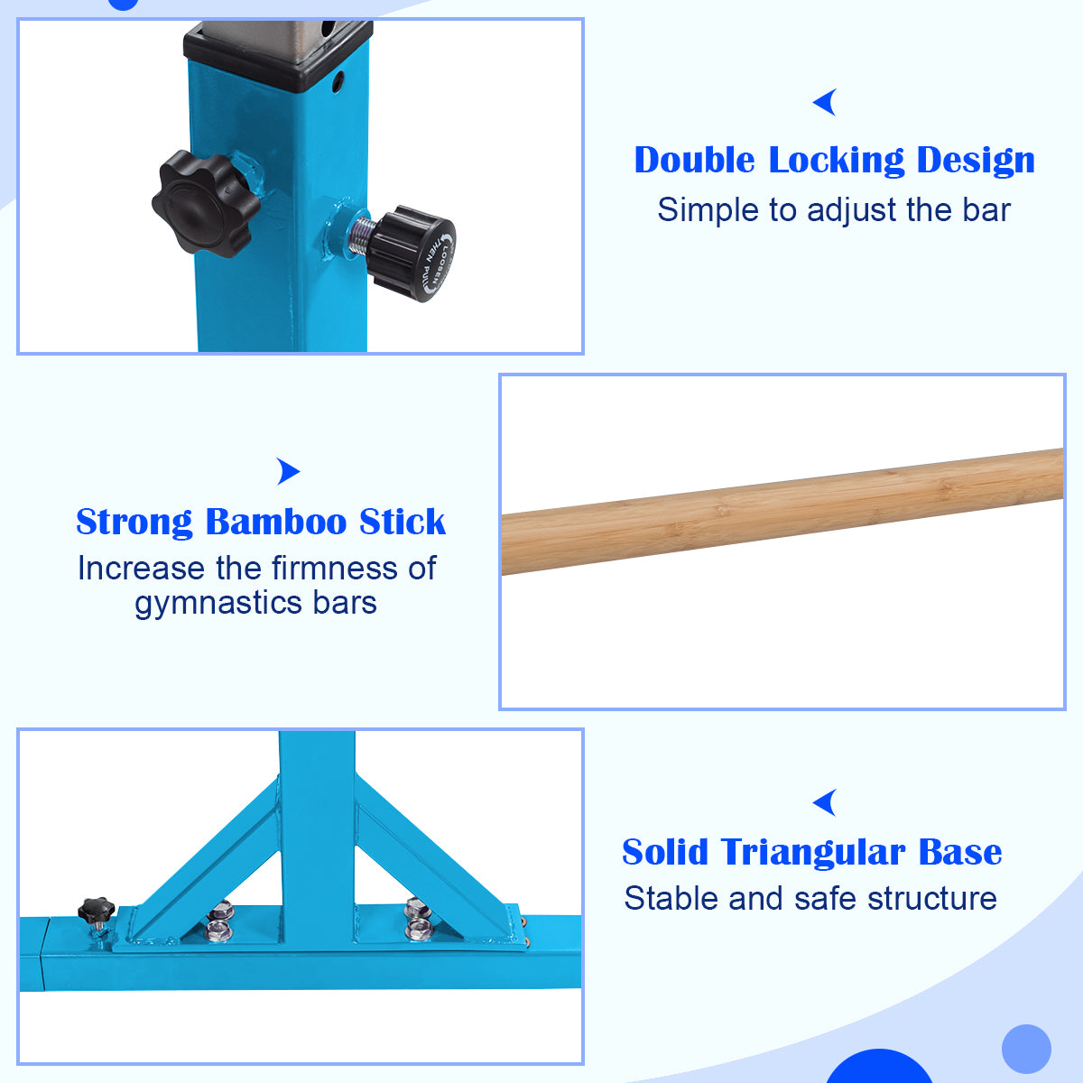 Livsk costway turnstangen turnmat set rekstok zachte vloermat turnbrug blauw