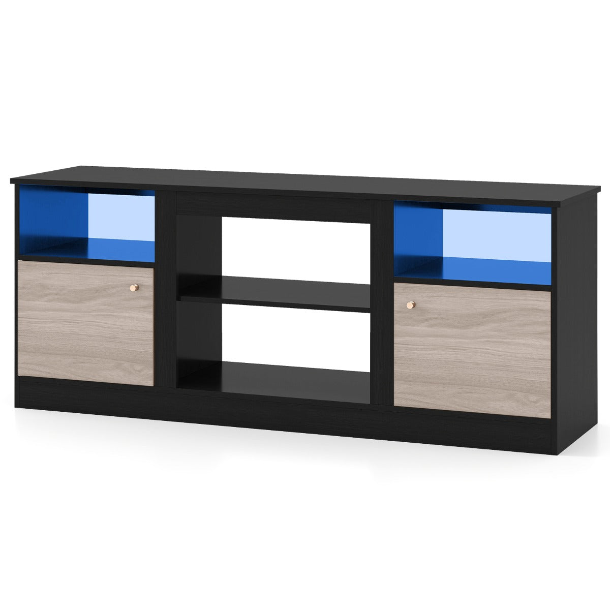 Livsk costway tv kast met ledverlichting voor 65 tv tv kast met verstelbare plank en open vak voor open haard 1 1