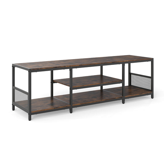 LIVSK TV-kast voor Televisies tot 65 Inch - Robuuste Metalen Constructie - Verstelbare Poten - Open Planken - 150 x 40 cm - Zwart