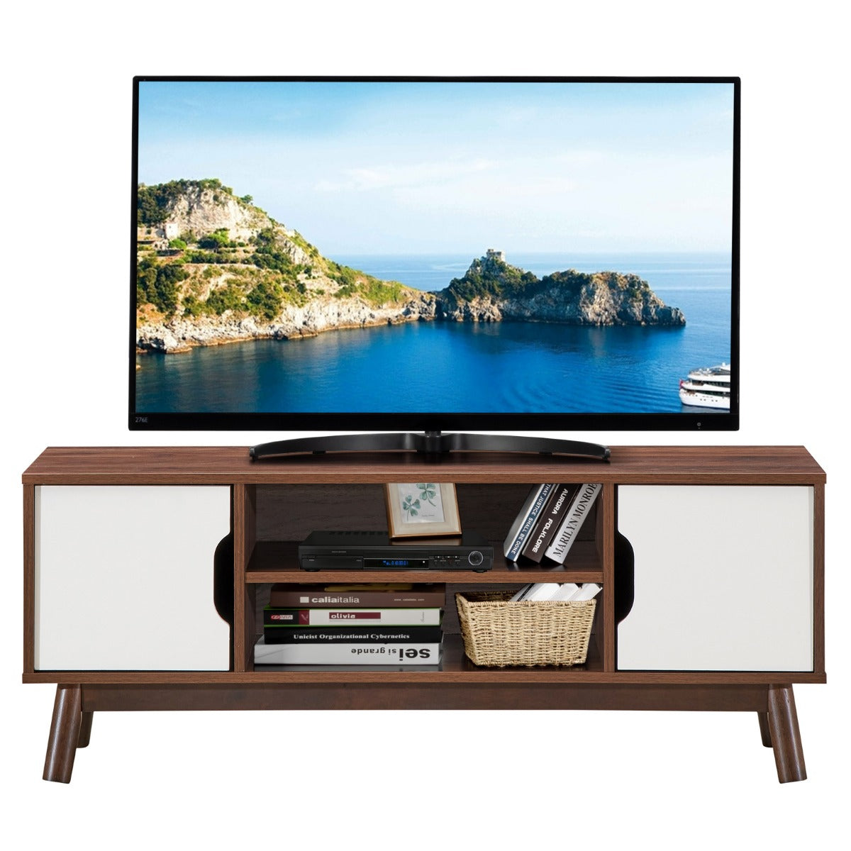 LIVSK TV-standaard - Industriële rustieke uitstraling - Duurzaam Hout - Grote opslagruimte - Kabelmanagement - 120 x 39 x 31,5/47