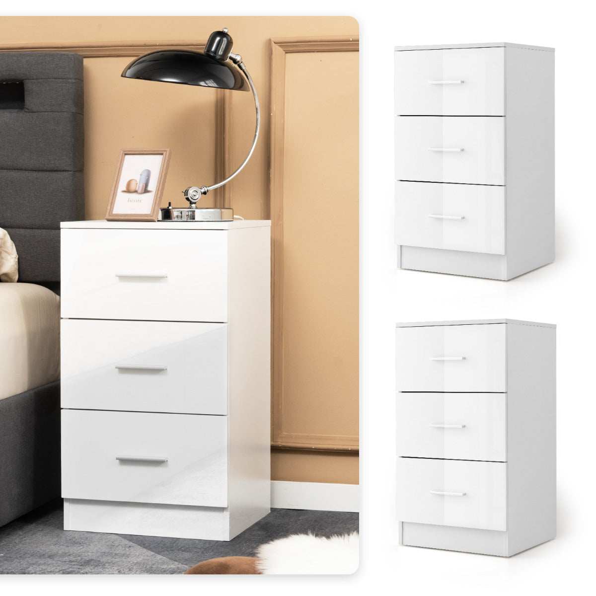 LIVSK 3-laden archiefkast - Opbergruimte voor A4-bestanden - Ergonomische handgrepen - Stevige houten constructie - Wit