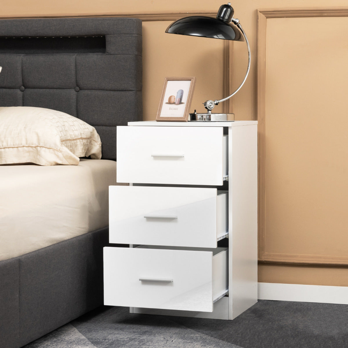 LIVSK 3-laden archiefkast - Opbergruimte voor A4-bestanden - Ergonomische handgrepen - Stevige houten constructie - Wit