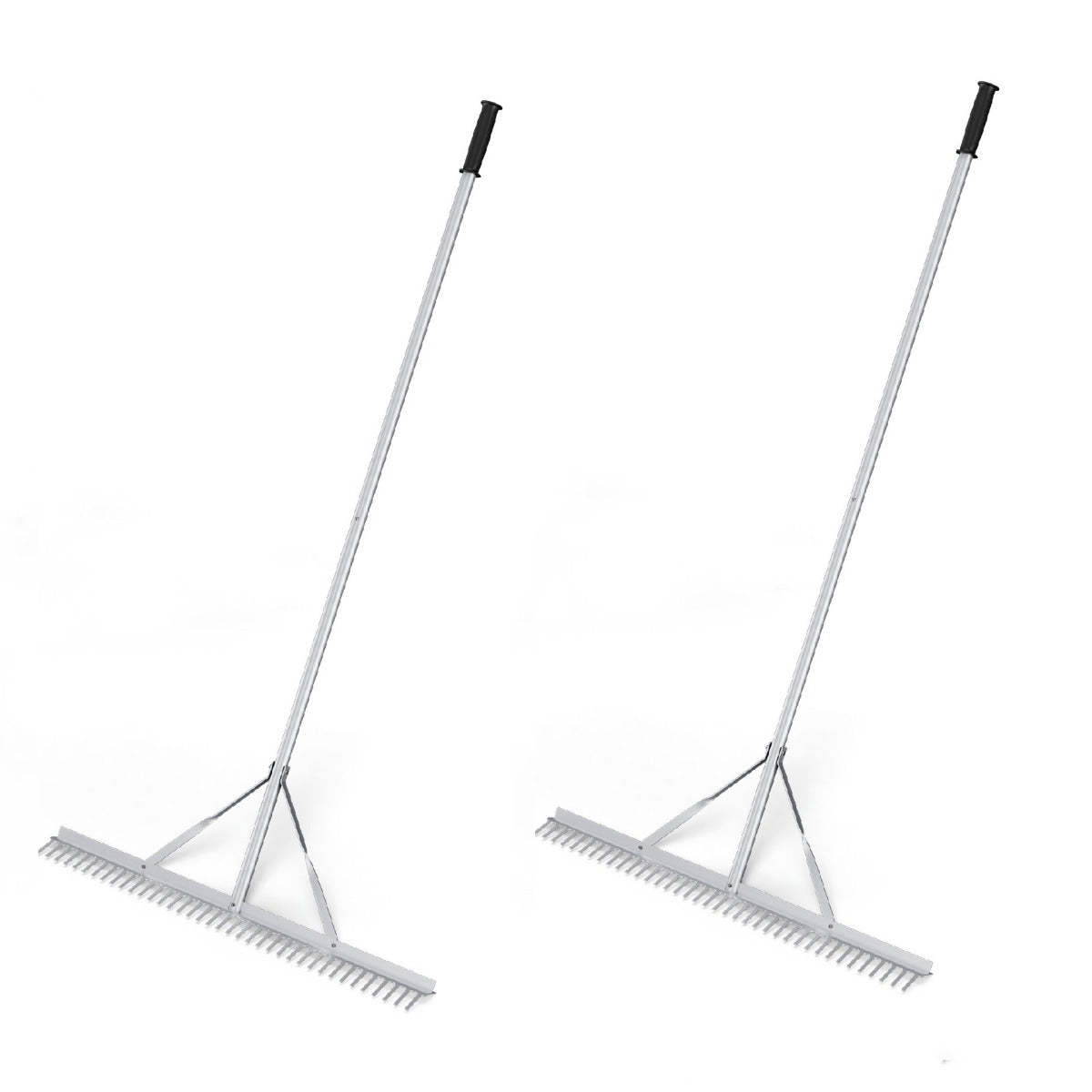 Livsk costway twee aluminium tuinharken 91 cm brede kop landschapshark met 174 cm lange steel en 36 tanden tuingereedschap