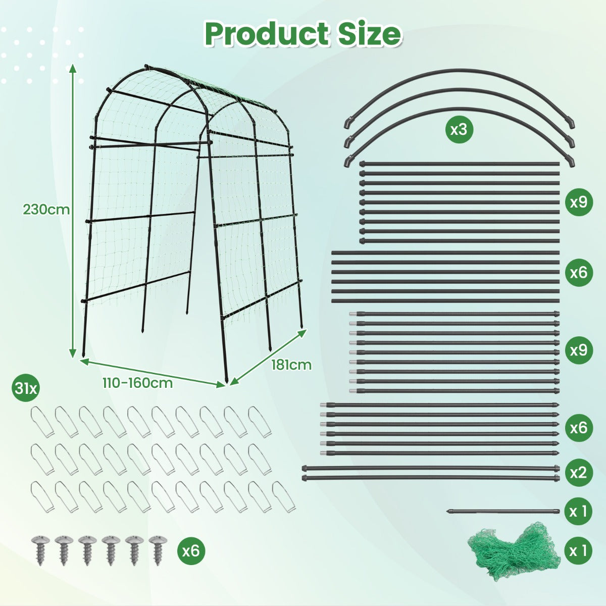 Livsk costway twee tuinbogen voor klimplanten 230 cm hoog rankroosters met pe gecoate metalen structuur klimhulpen