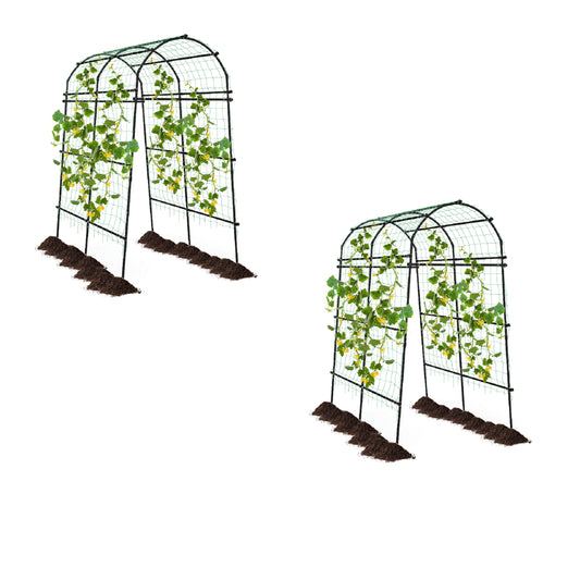 Livsk costway twee tuinbogen voor klimplanten 230 cm hoog rankroosters met pe gecoate metalen structuur klimhulpen