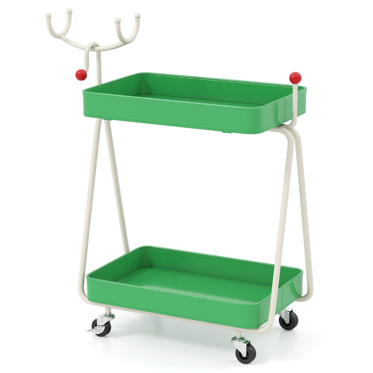 Livsk costway tweelaags bijzettafel in de vorm van een rendier kerstmis servicetrolley 1 3