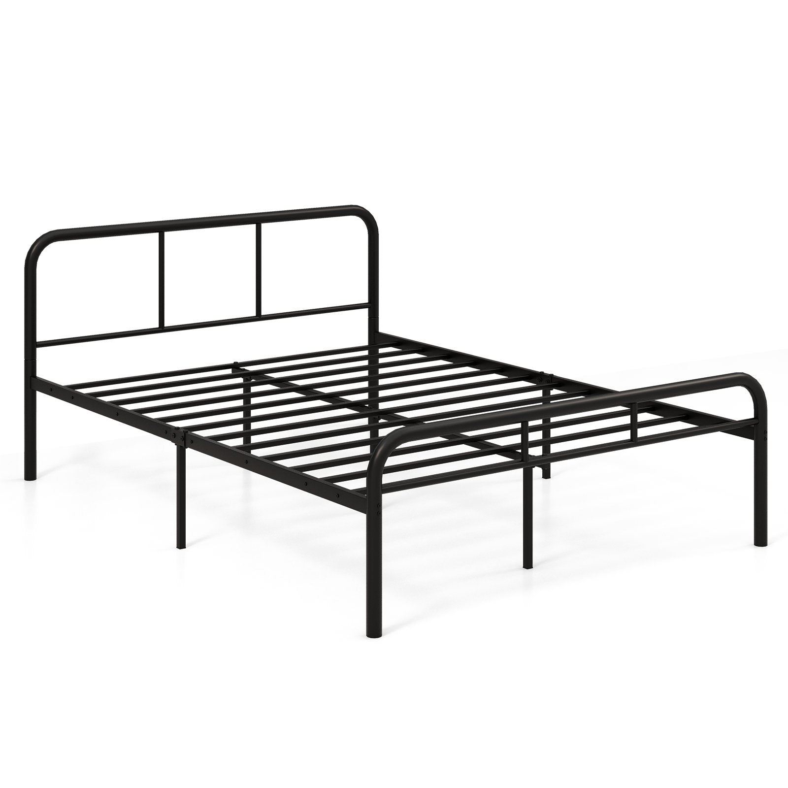 LIVSK Metalen Platformbed - Hoogbelastbaar Frame - Geventileerde Lattenbodem - 300 kg Draagcapaciteit - 198 x 141 x 81 cm - Zwart