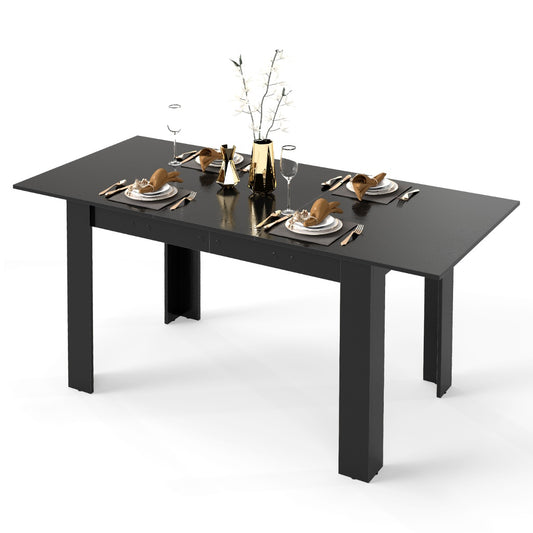 Livsk costway uitschuifbare eettafel moderne keukentafel met verstelbaar blad l vormige poten ruimtebesparend industrieel eetkamermeubilair