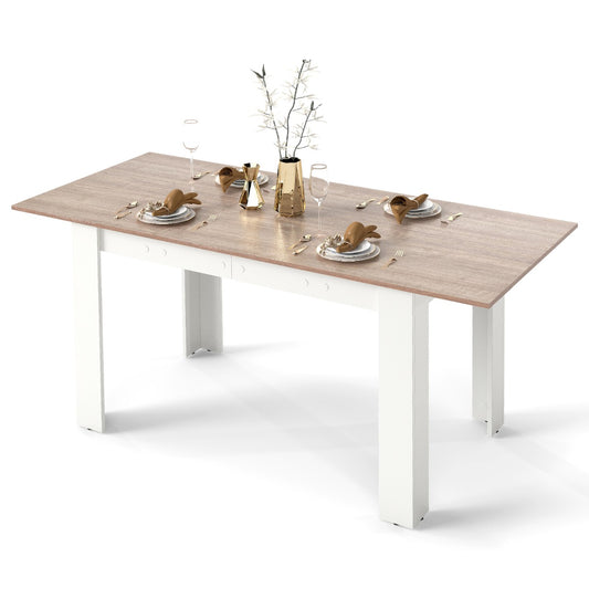 Livsk costway uitschuifbare eettafel moderne keukentafel met verstelbaar tafelblad l vormige poten ruimtebesparend meubilair in industriele stijl naturel
