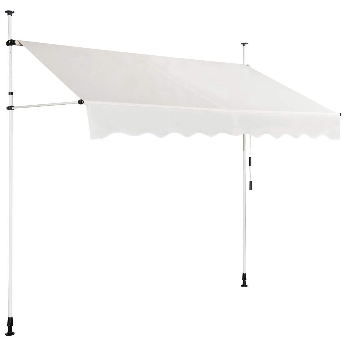 LIVSK Intrekbaar Zonnescherm - Verstelbaar met Handzwengel - Duurzaam Aluminium en Oxford-stof - Weerbestendig - 250 x 120 cm -