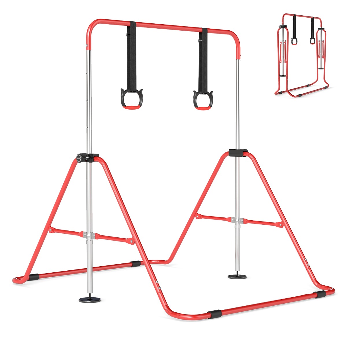 Livsk costway uitschuifbare turnstang voor kinderen 4 voudig in hoogte verstelbare rekstok met stabiel metalen frame
