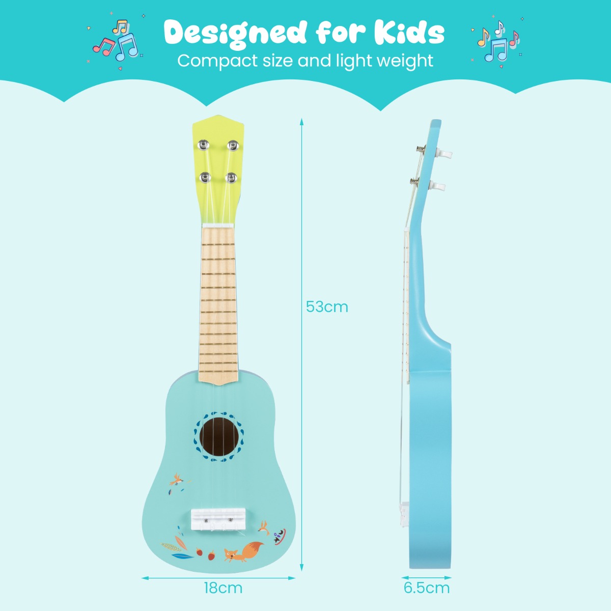 Livsk costway ukelele gitaar voor kinderen mini ukelele met 4 snaren en lindehouten body voor kinderen vanaf 3 jaar 2