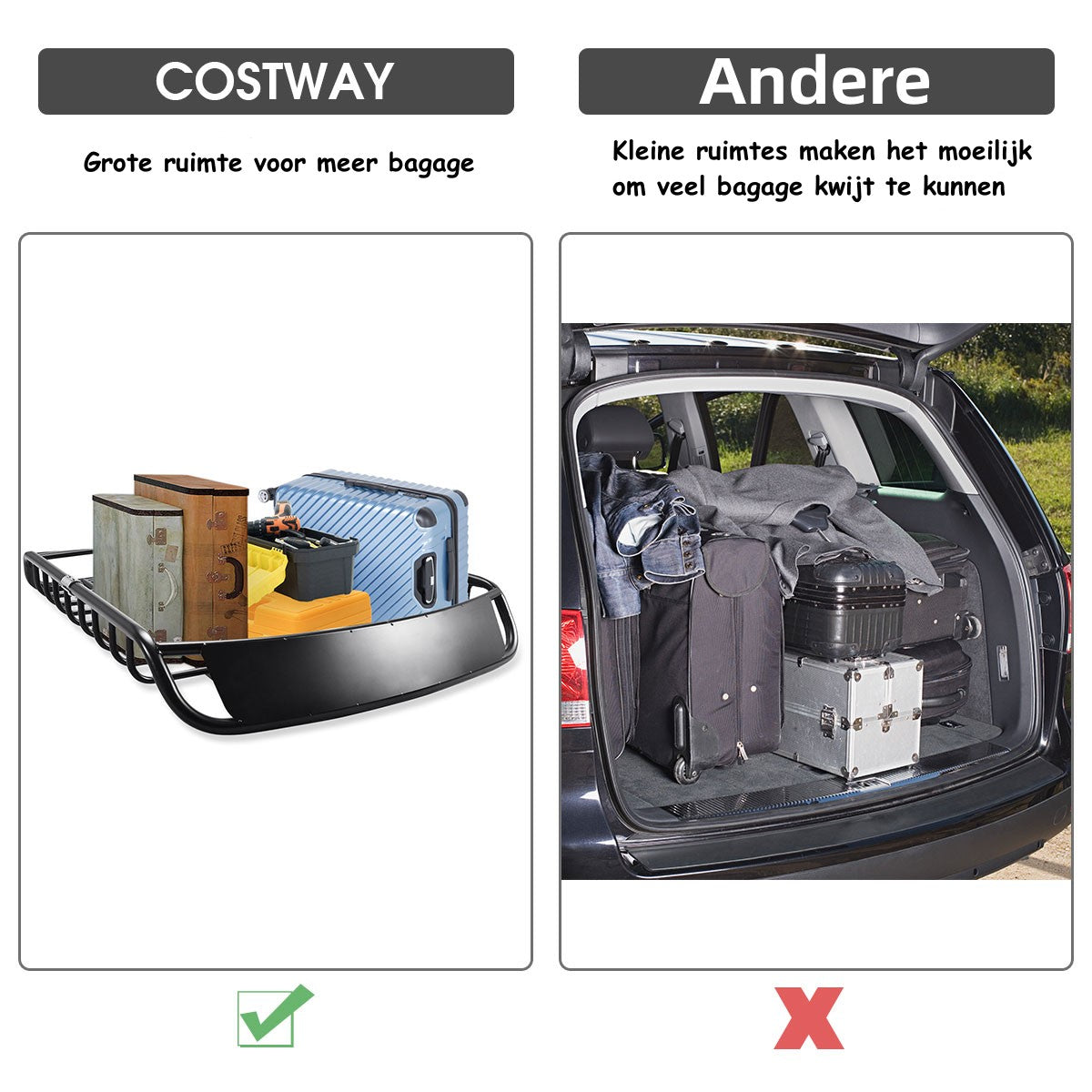 LIVSK Dakrek van Staal - Zware Constructie - Voor 100 kg - 16,5 cm Hoog - Eenvoudig te Installeren - Zwart