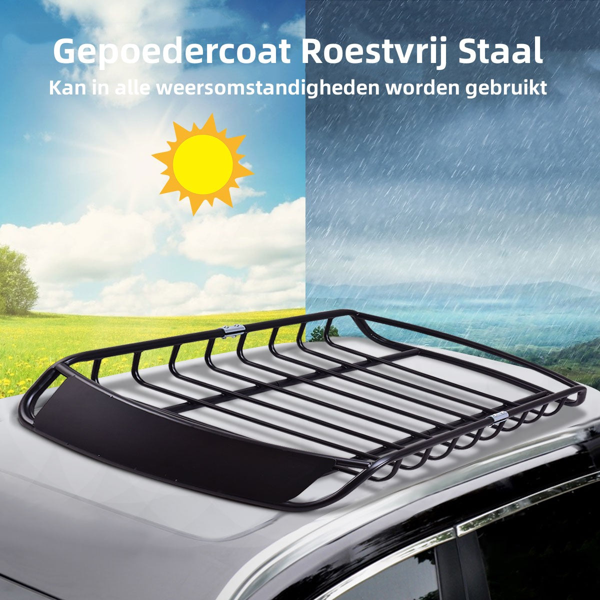 LIVSK Dakrek van Staal - Zware Constructie - Voor 100 kg - 16,5 cm Hoog - Eenvoudig te Installeren - Zwart