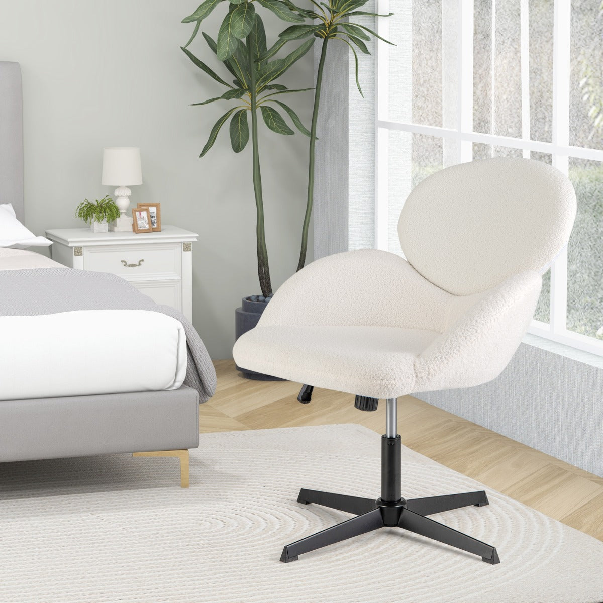 LIVSK Ergonomische Bureaustoel - Brede Zitting 60 x 50 cm - Verstelbare Zithoogte 42-54 cm - Kantelfunctie - Draaibaar - Wit