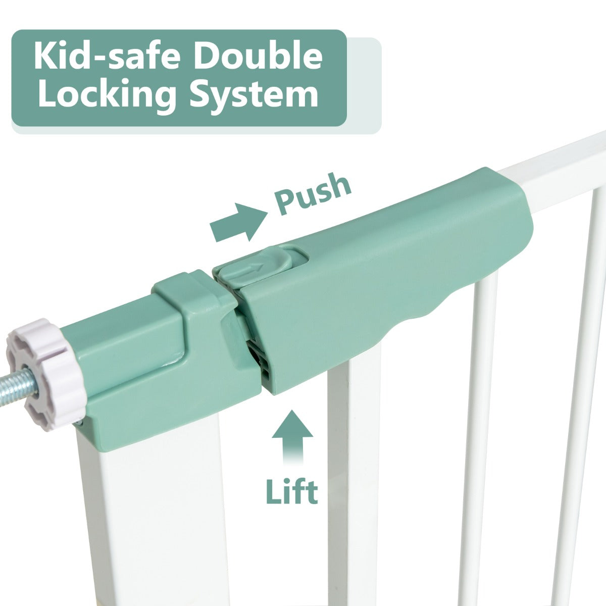 Livsk costway veiligheidshekje extra hoog en breed met verlengstukken en montagesets 70 120 cm breed zelfsluitend voor babys en huisdieren wit 4