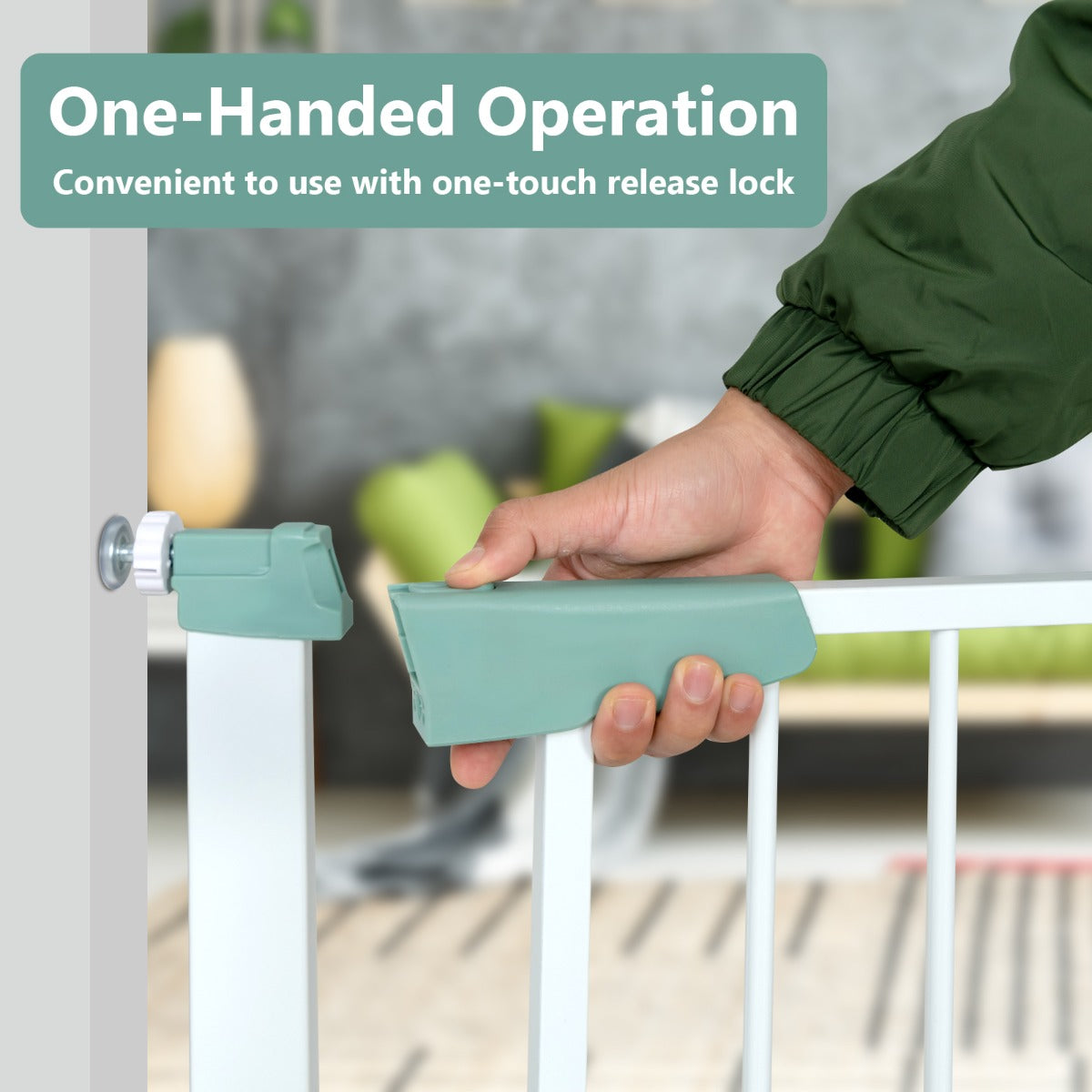 Livsk costway veiligheidshekje extra hoog en breed met verlengstukken en montagesets 70 120 cm breed zelfsluitend voor babys en huisdieren wit 6