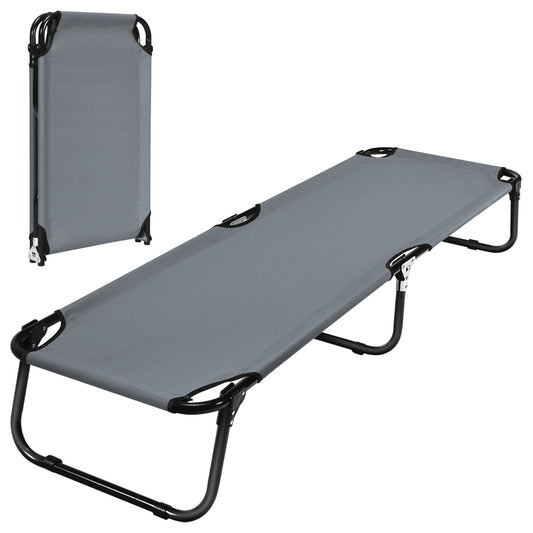 LIVSK Opvouwbaar Campingbed - Draagvermogen 150 kg - Duurzaam Metalen Frame - Ademend Oxford - Ideaal voor Kamperen - Grijs