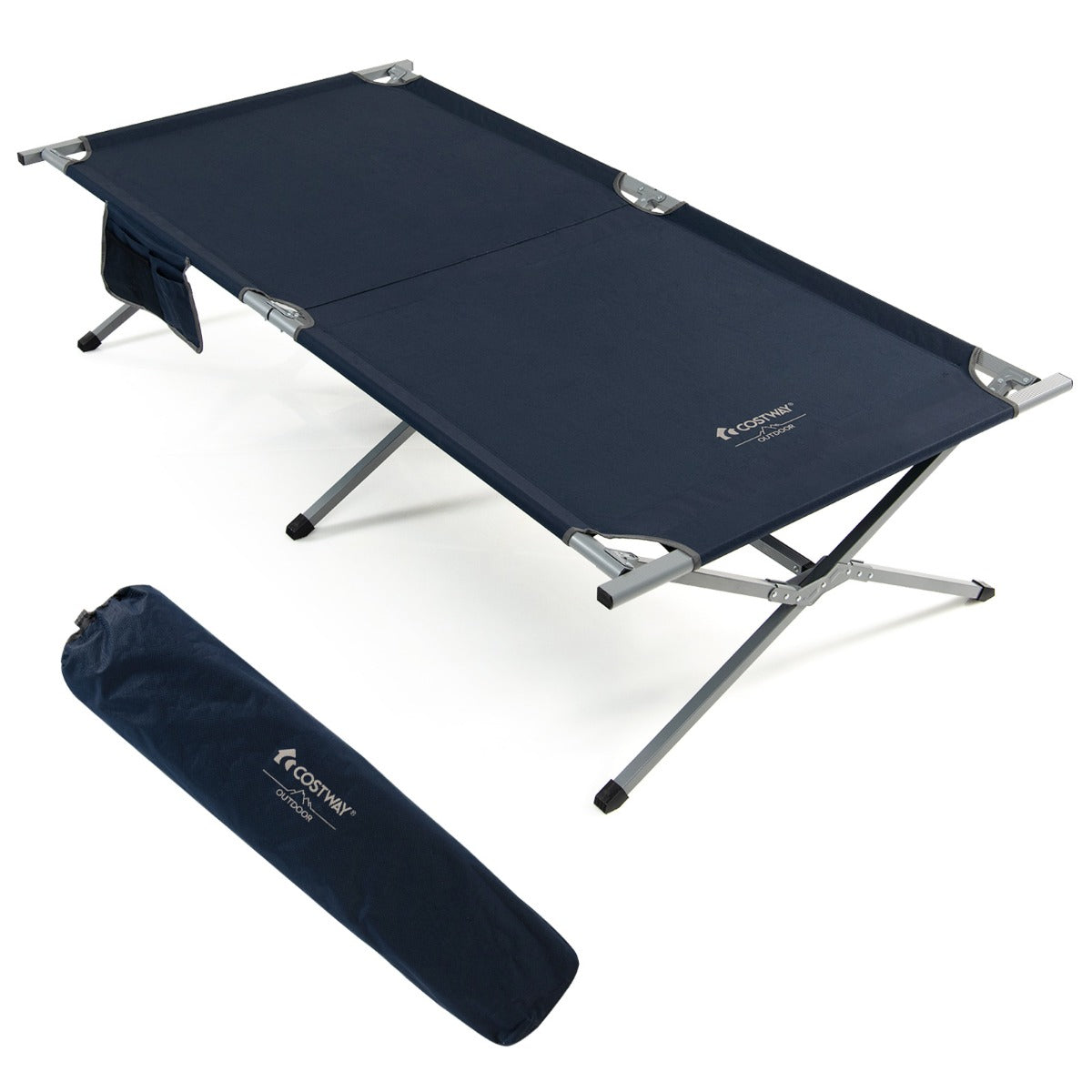 LIVSK Opvouwbaar Campingbed XXL 214,5 x 42 x 49,5 cm - Draagbaar tot 150 kg - Waterdicht Oxford-stof - Inclusief draagtas - Blauw