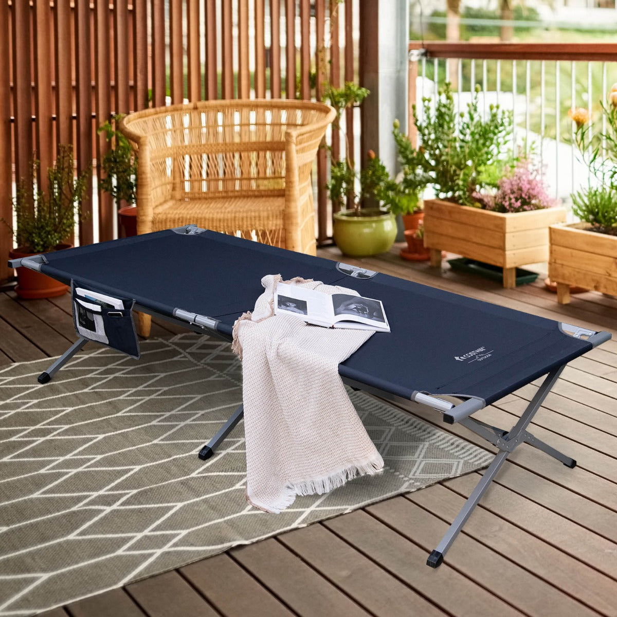 LIVSK Opvouwbaar Campingbed XXL 214,5 x 42 x 49,5 cm - Draagbaar tot 150 kg - Waterdicht Oxford-stof - Inclusief draagtas - Blauw