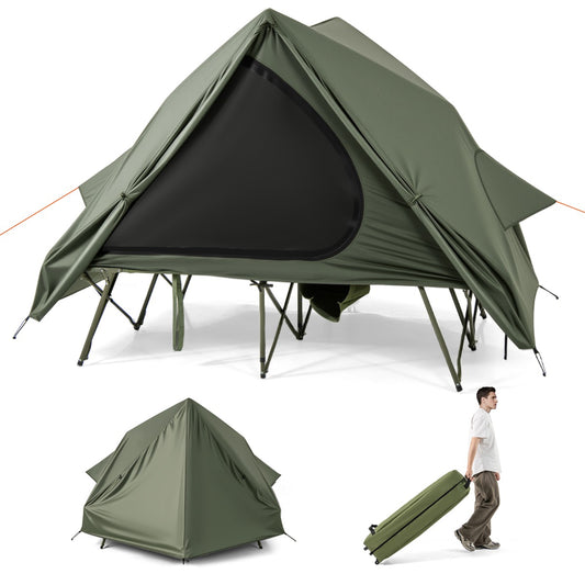 LIVSK Multifunctionele Campingset - 2-Persoons Bed en Opklapbare Tent - Waterdicht met Opbergtas - Eenvoudige Montage - Groen
