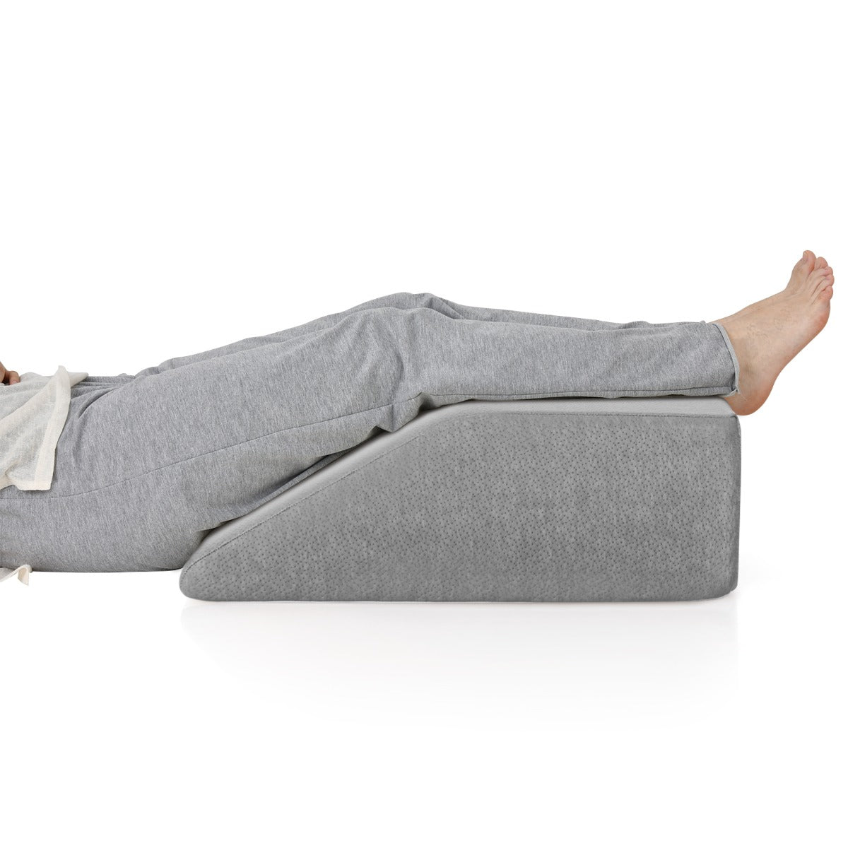 LIVSK Beenkussen van Traagschuim - Ergonomisch en Wasbare Hoes - Ondersteunt Benen en Knieën - 60 x 54,5 x 20 cm - Grijs