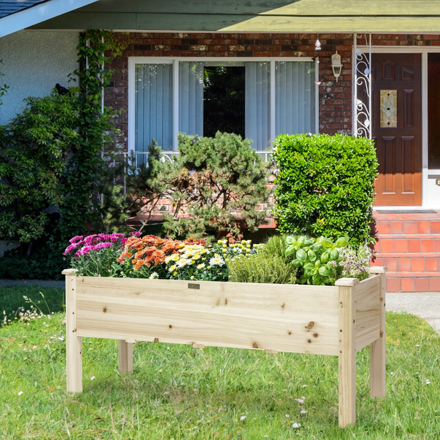 LIVSK Verhoogd Tuinbed van Cederhout - Comfortabele Hoogte 51 cm - 5 Drainagegaten - Draagvermogen 100 kg - 120 x 43,5 x 51 cm -