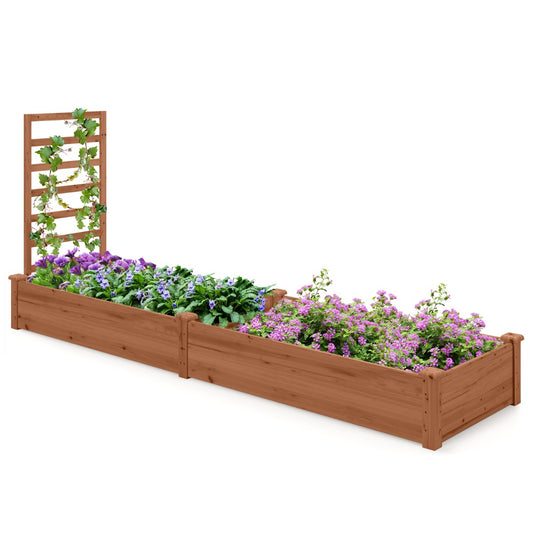 Livsk costway verhoogd bloembed met rankrooster bloembak met trellis plantenbak dennenhout tuinlatwerk met rankkast