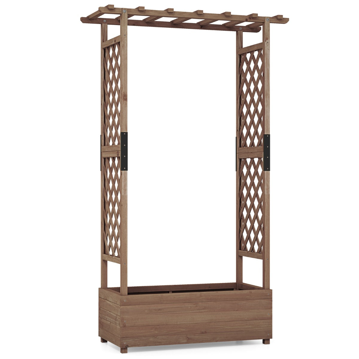 LIVSK Verhoogd Bloembed met Rankrooster - Natuurlijk Dennenhout - Voldoende Plantoppervlak - Waterafvoer - 110 x 44 x 182 cm -