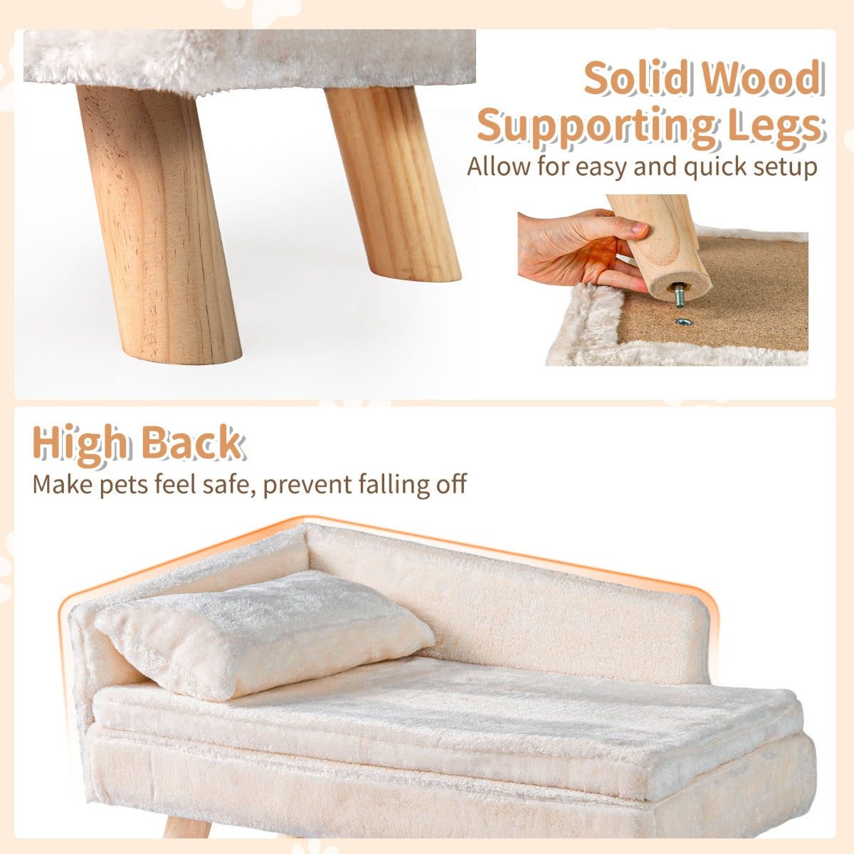 Livsk costway verhoogd huisdierenbed geschikt voor middelgrote en kleine huisdieren 4