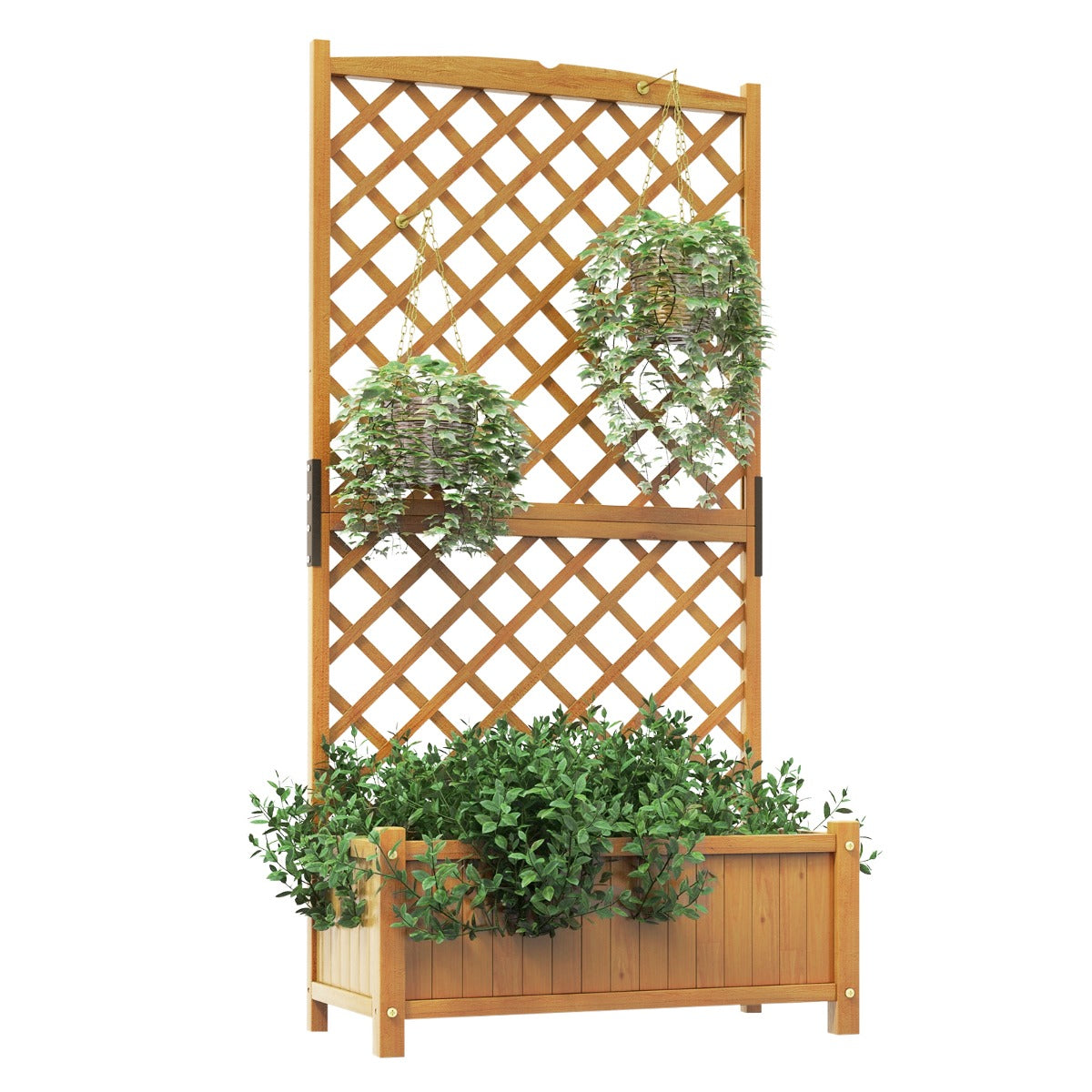 LIVSK Verhoogd Tuinbed met Hekwerk - Diepe Plantenbak met Drainage - 90 x 44,5 x 180,5 cm - Geschikt voor Binnen en Buiten -