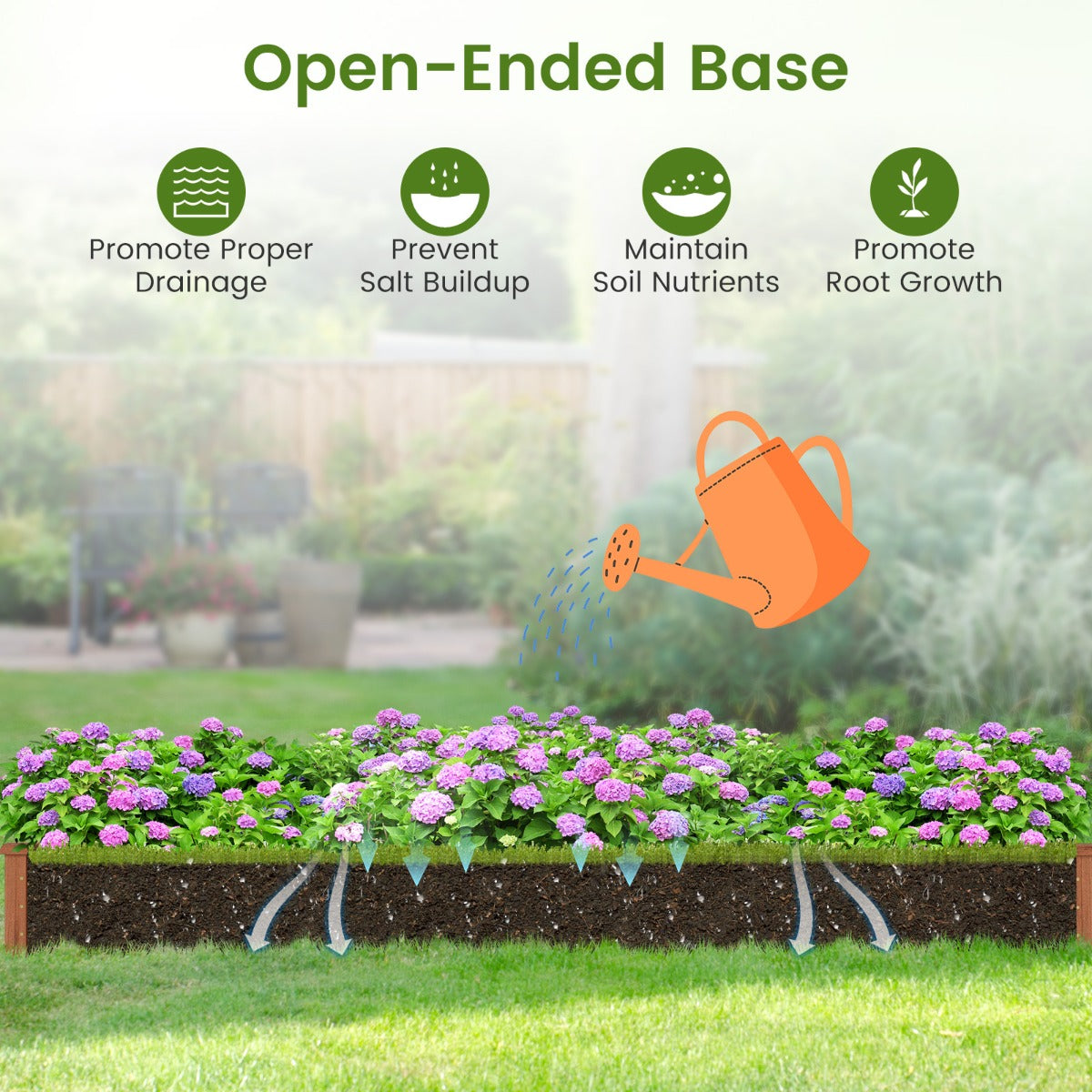 Livsk costway verhoogd tuinbed van hout houten plantenbak voor buiten eenvoudig te monteren verhoogde plantenbak koffie 5
