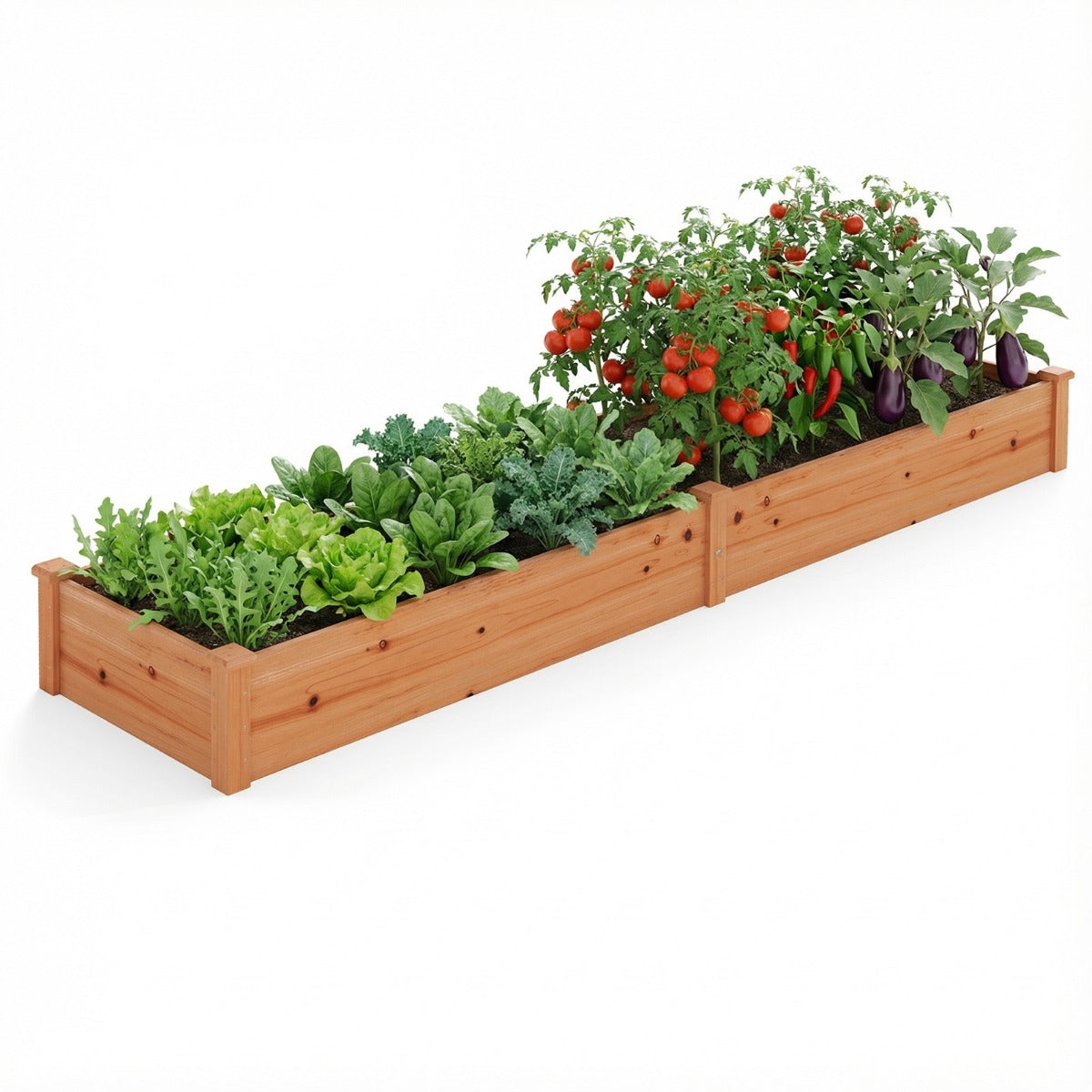Livsk costway verhoogd tuinbed van hout houten plantenbak voor buiten eenvoudig te monteren verhoogde plantenbak naturel