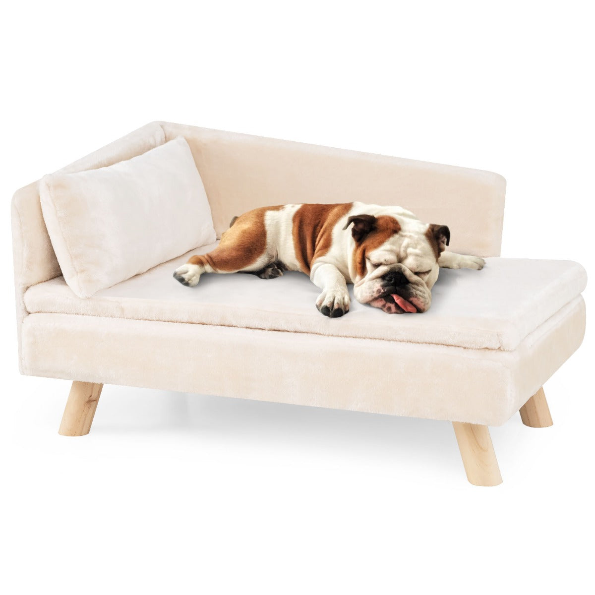 Livsk costway verhoogde hondensofa geschikt voor middelgrote en kleine honden puppys katten en kittens beige