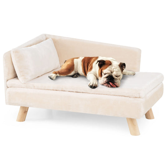 Livsk costway verhoogde hondensofa geschikt voor middelgrote en kleine honden puppys katten en kittens beige
