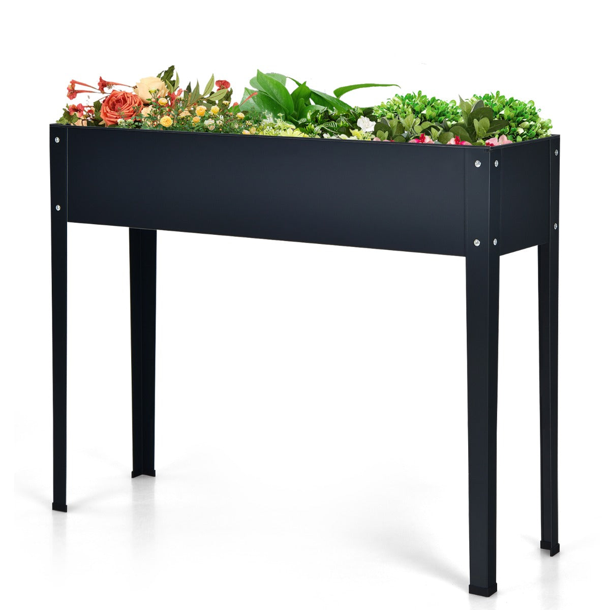 LIVSK Verhoogd Tuinbed - Duurzaam Gegalvaniseerd Staal - Afvoergaten voor Vochtbalans - Eenvoudige Montage - 100 x 30 x 80 cm -