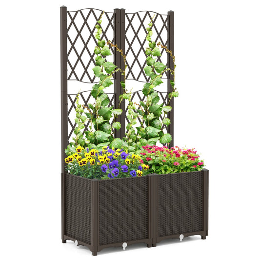 LIVSK 2-in-1 Verhoogde Tuinbak met Schutting - Zelfbewateringssysteem - Diepe Plantenbakken - Uitbreidbaar - 80 x 40 x 140 cm -