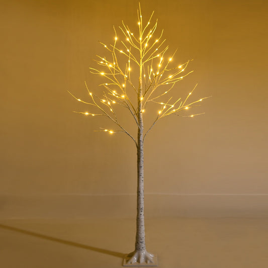 LIVSK LED-Berkenboom - 150 cm - 72 Warm Witte LED-Lampjes - Flexibele Takken - Duurzaam PVC - Voor Binnen - Wit