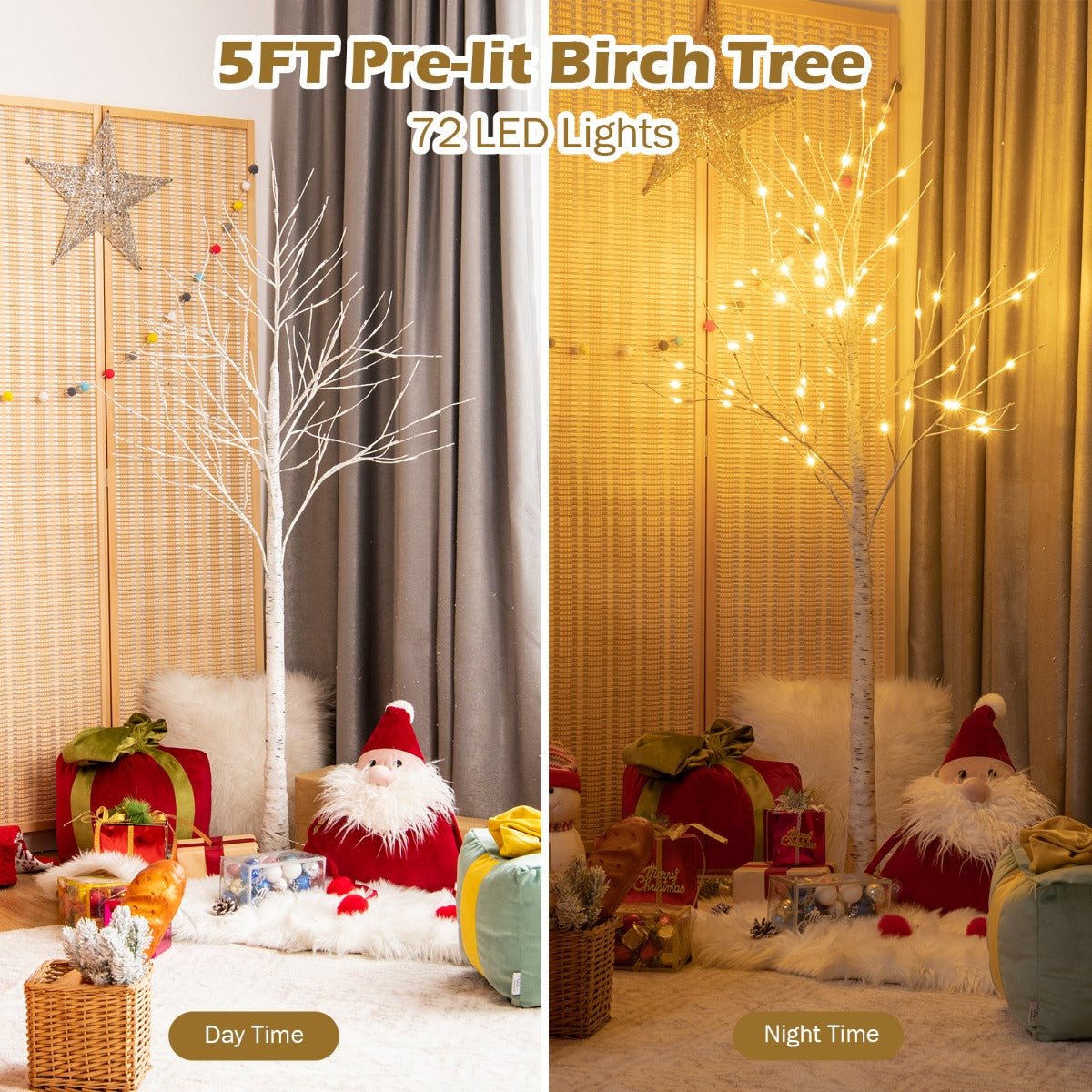 LIVSK LED-Berkenboom - 150 cm - 72 Warm Witte LED-Lampjes - Flexibele Takken - Duurzaam PVC - Voor Binnen - Wit