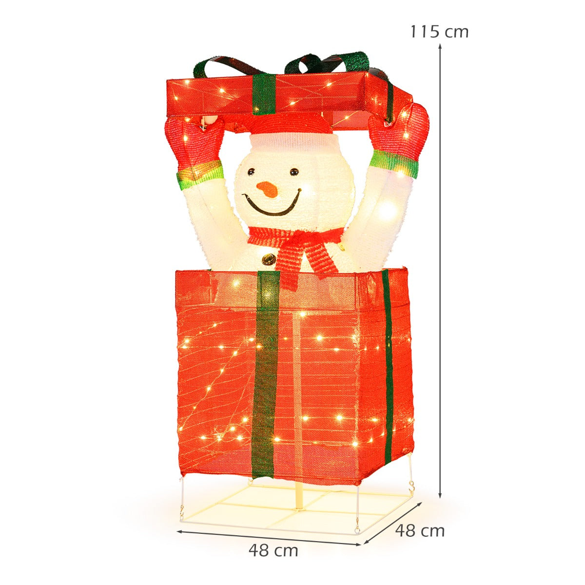 Livsk costway verlichte sneeuwpop in geschenkdoos 3d kerstversiering voorverlichte pop up sneeuwpop met 100 warmwitte led lampjes 2