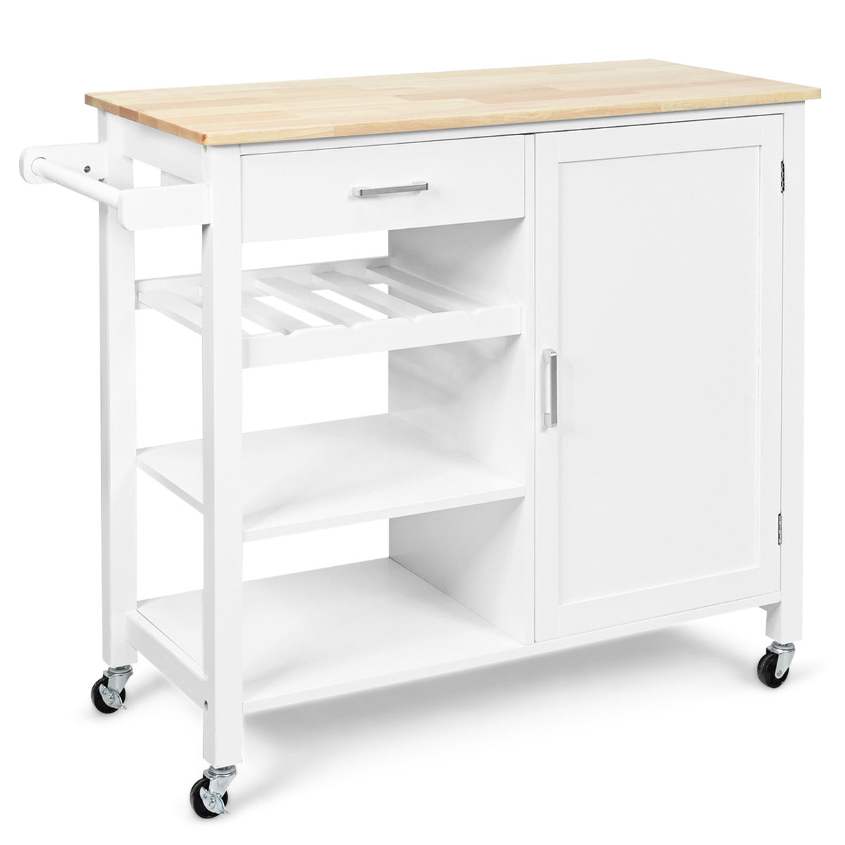 LIVSK Keukentrolley - Verrijdbaar met Lade en Open Schappen - 136 kg Draagvermogen - Handgreep - 100 x 48 x 90 cm - Wit